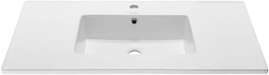 Voltaire 37" White Ceramic Vanity Top Sink with Single Faucet Hole