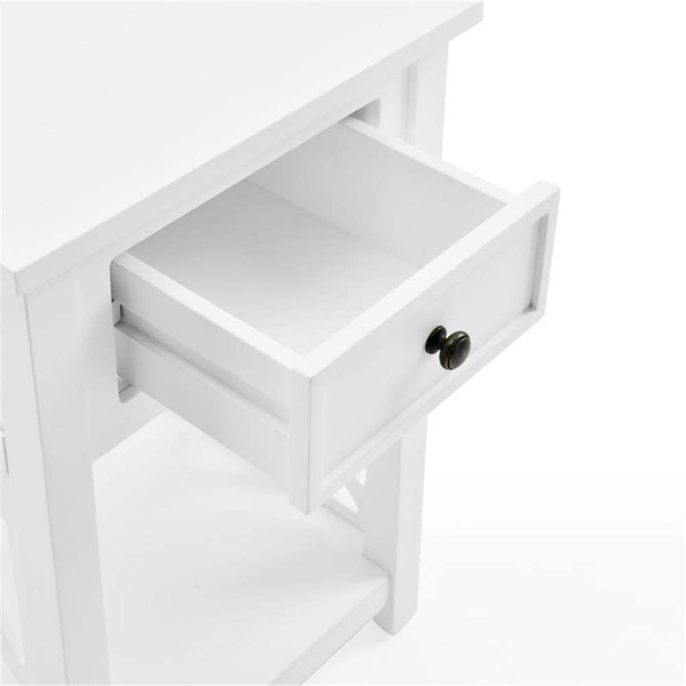 Alaterre Coventry Wood End Table with Drawer and Shelf, White