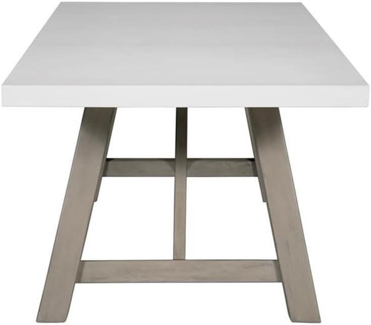 Unique Furniture Mills Rectangular Dining Table Concrete Top in Gray