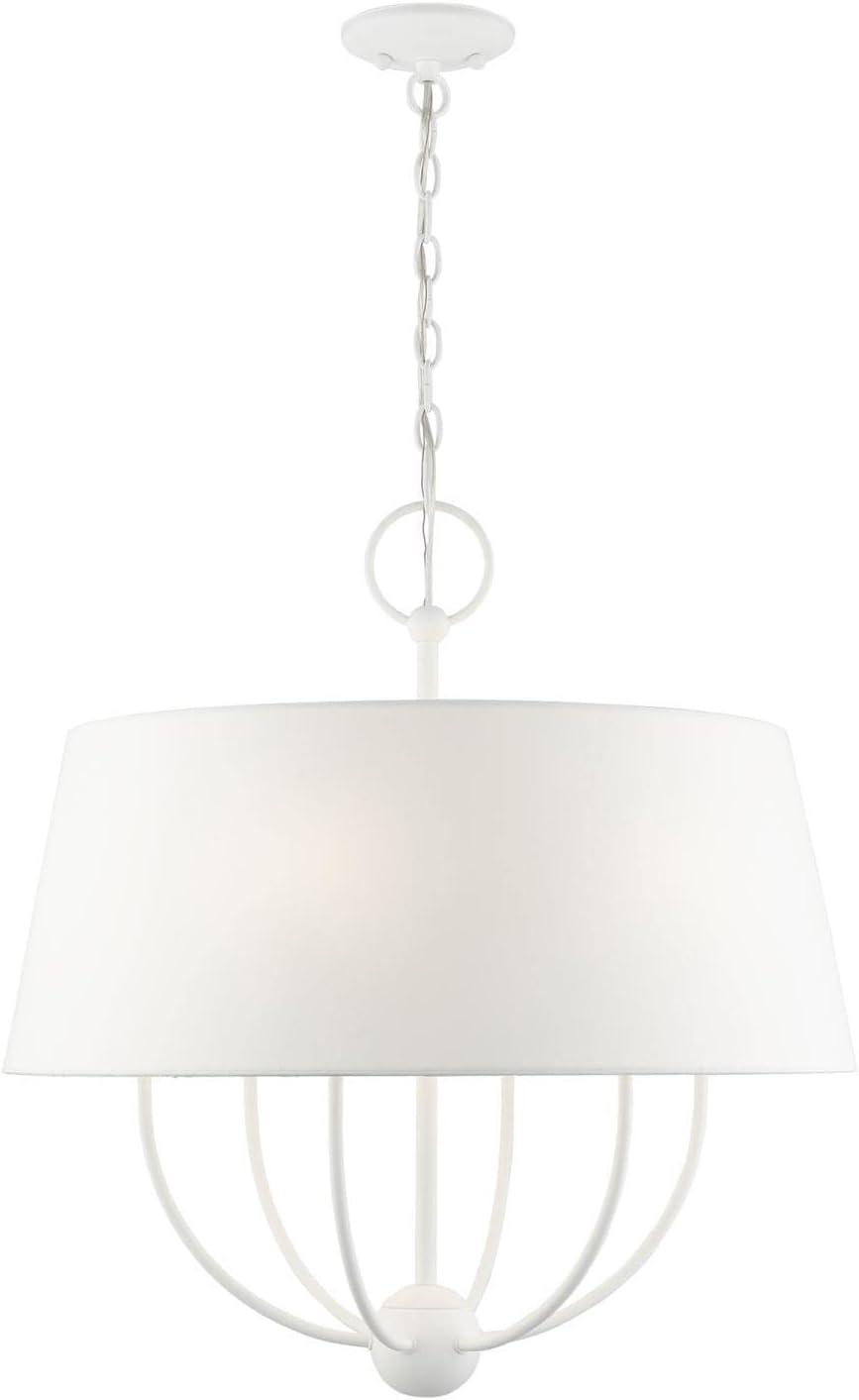 Ridgecrest Transitional 6-Light White Drum Pendant Chandelier