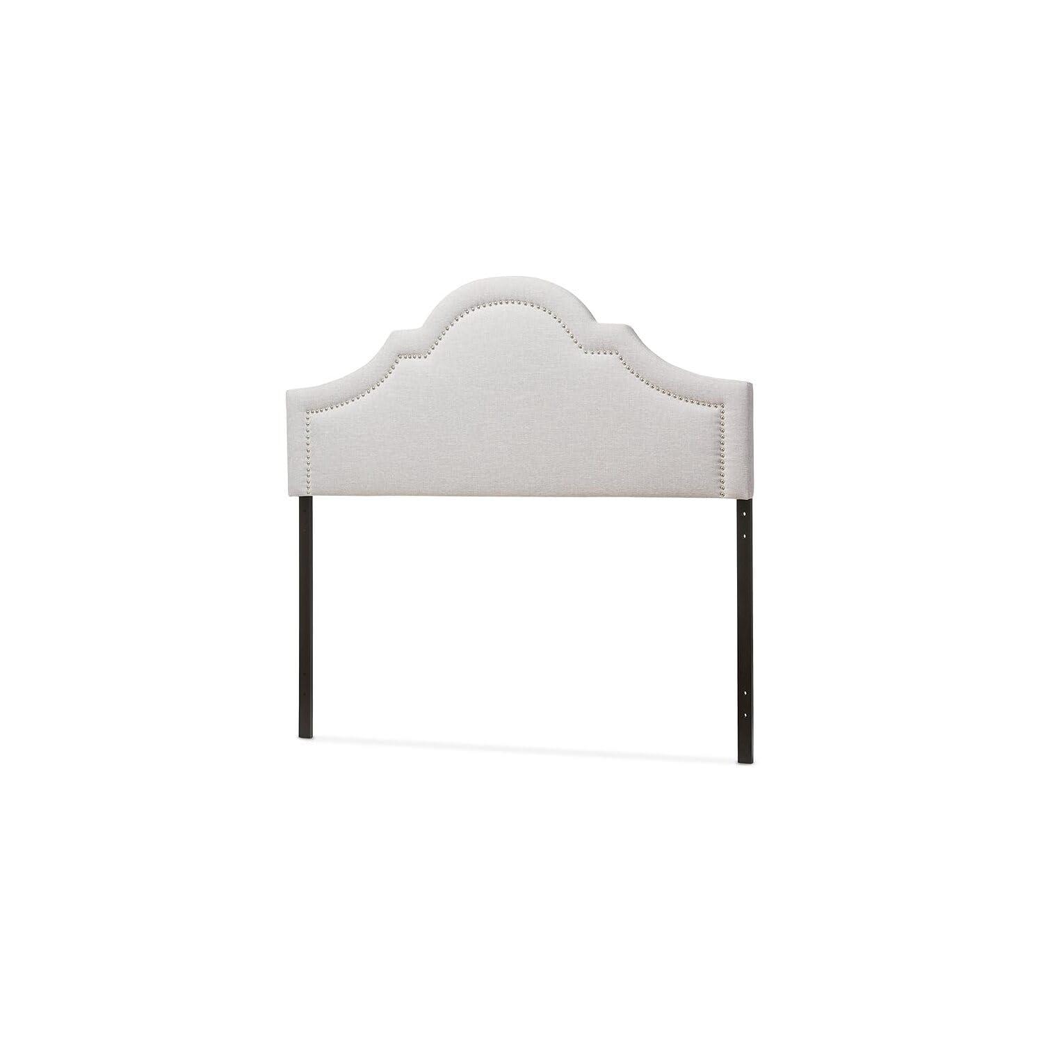 Twin Rita Modern And Contemporary Fabric Upholstered Headboard Grayish Beige - Baxton Studio: Silver Nailhead Trim, Rubberwood Frame