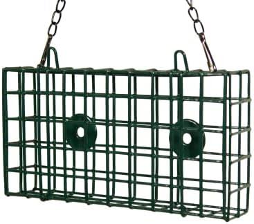 JCs Wildlife Double Suet Bird Feeder Cage - Great for Suet Cakes, Seed Cakes, Fruit and Nesting Material - Holds 2 Suet or Seed Cakes - Woodpecker