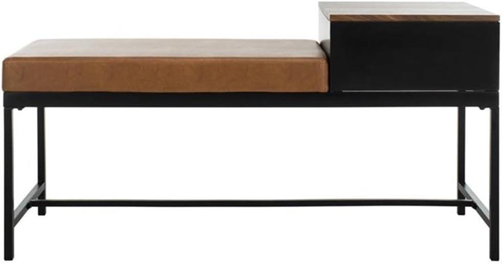 Maruka Bench with Storage - Brown/Brown - Safavieh