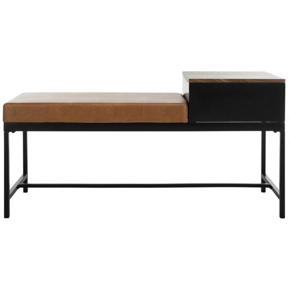 Maruka Bench with Storage - Brown/Brown - Safavieh