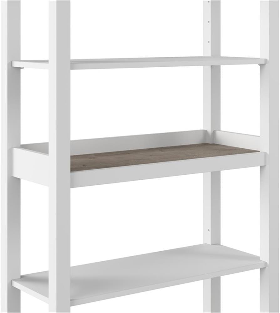 Mayfield Tall 5 Shelf Bookcase in Pure White and Shiplap Gray - Engineered Wood
