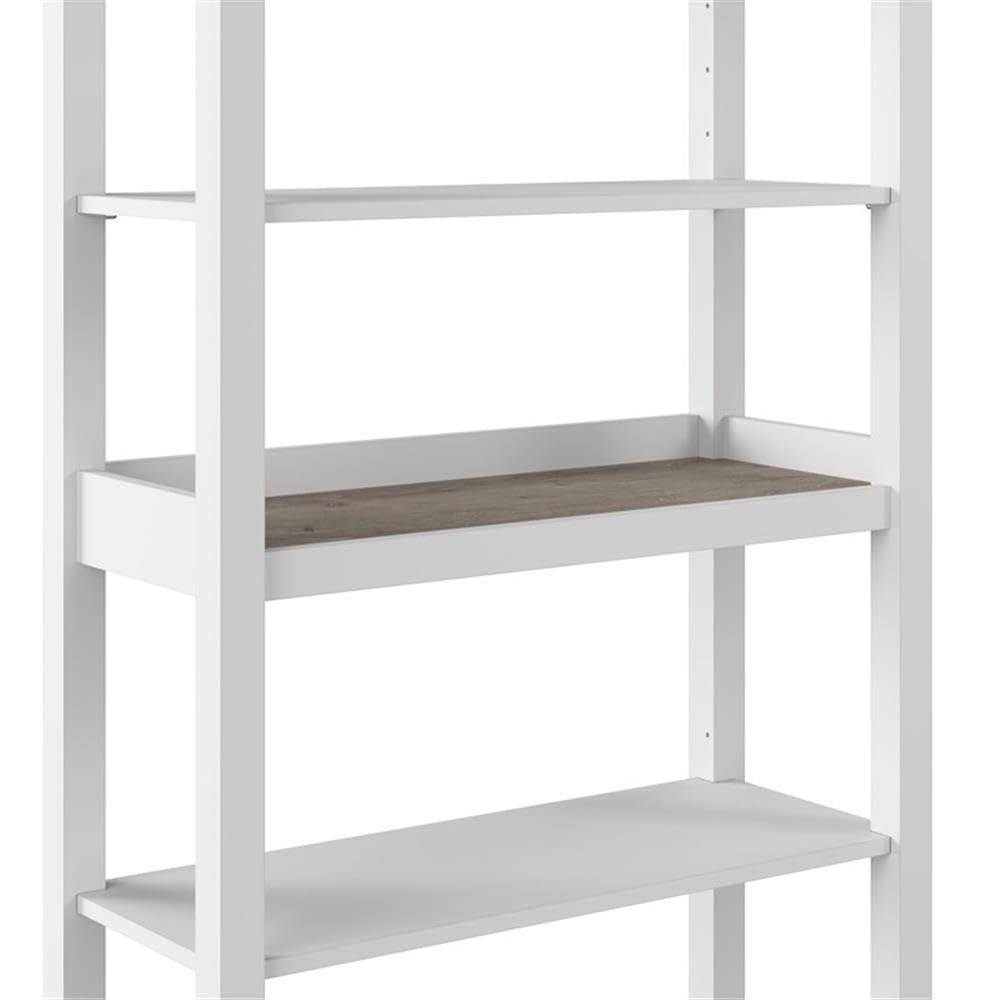 Mayfield Tall 5 Shelf Bookcase in Pure White and Shiplap Gray - Engineered Wood