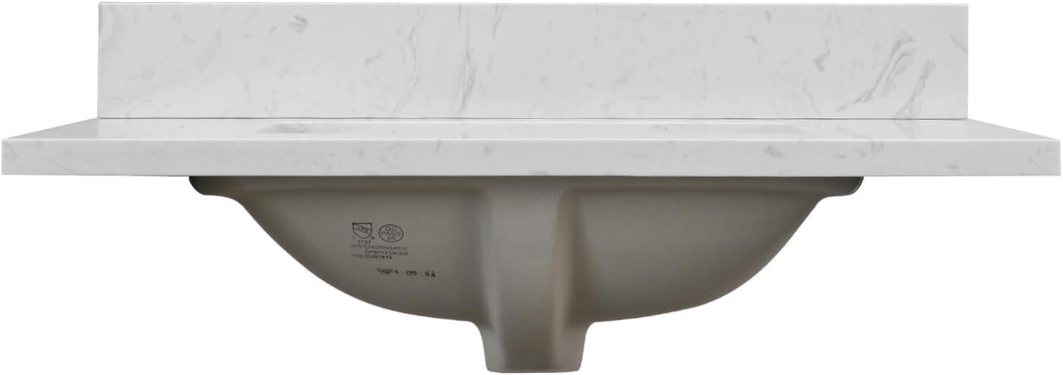 30 in. White Engineered Stone Vanity Top with Rectangular Sink