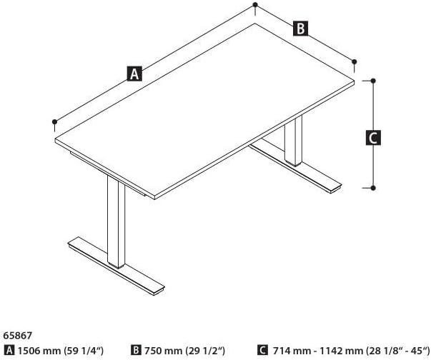 Modern Black Adjustable Height Desk with USB, 59.3" Width