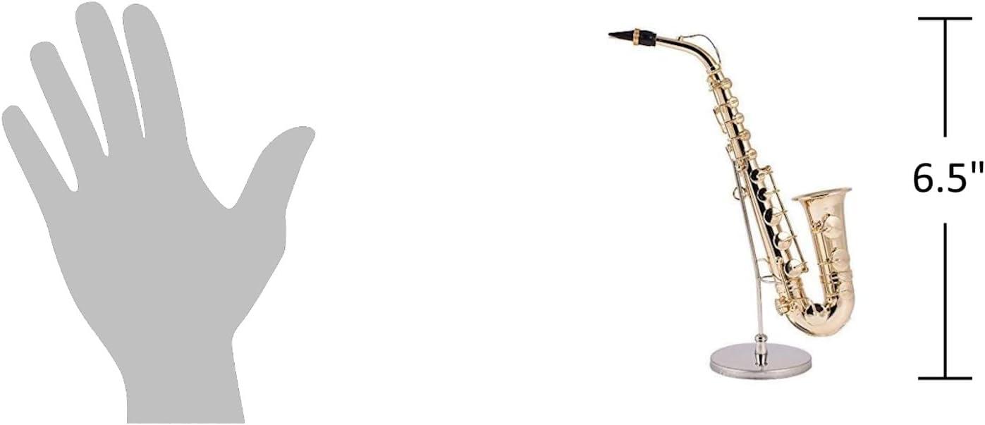 Broadway Gifts Gold Saxophone Mini Figurine – 6.5" Replica Instrument with Case & Stand – Collectible Music Decor Gift