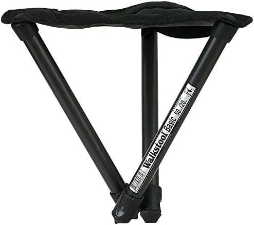 Walkstool - Basic Model - Black Color - 3 Legged Folding Stool in Aluminium - Height 20" - Maximum Load 330 to 385 Lbs - Made in Sweden