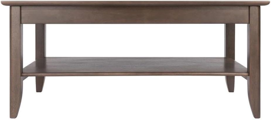 Santino Coffee Table Oyster Gray - Winsome: Wooden Rectangle Design, Fixed Shelf, MDF & Veneer, Living Room Furniture