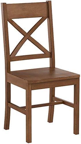 Walker Edison Traditional Wood Dining Chair, Set of 2, Antique Brown