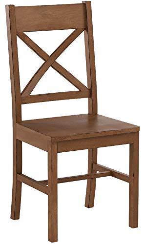 Walker Edison Traditional Wood Dining Chair, Set of 2, Antique Brown
