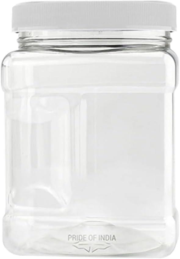 Clear BPA-Free Plastic Square Storage Jar with Screw Cap, 32 oz