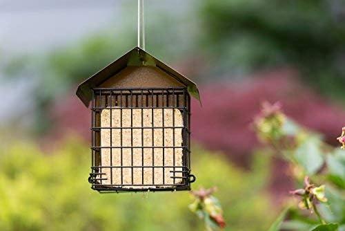 MEKKAPRO Suet Feeder with Hanging Metal Roof, Two Suet Capacity.