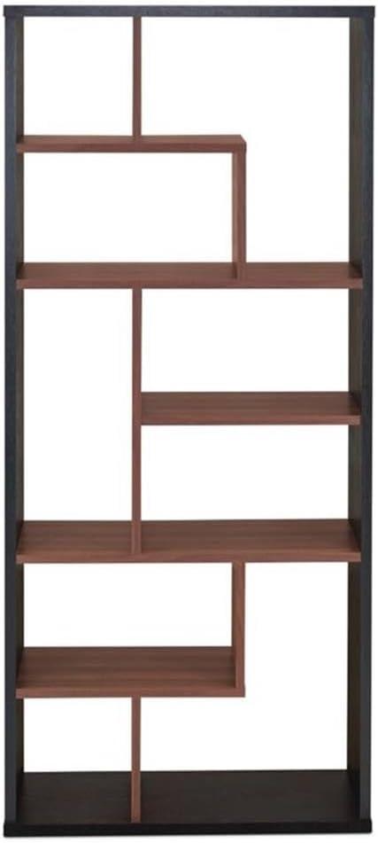 Wooden Rectangular Cube Bookcase Natural Brown and Black- Saltoro Sherpi