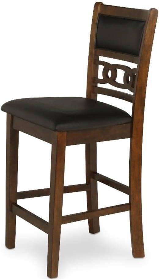 New Classic Furniture Gia Faux Leather Counter Chair in Brown (Set of 2)