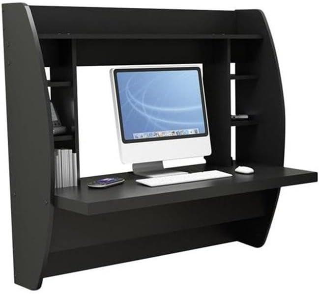 Prepac Floating Desk - Versatile Wall Mounted Desk for Small Spaces, Efficient Computer Desk with Storage, Black Wall Desks, Perfect for Modern Homes