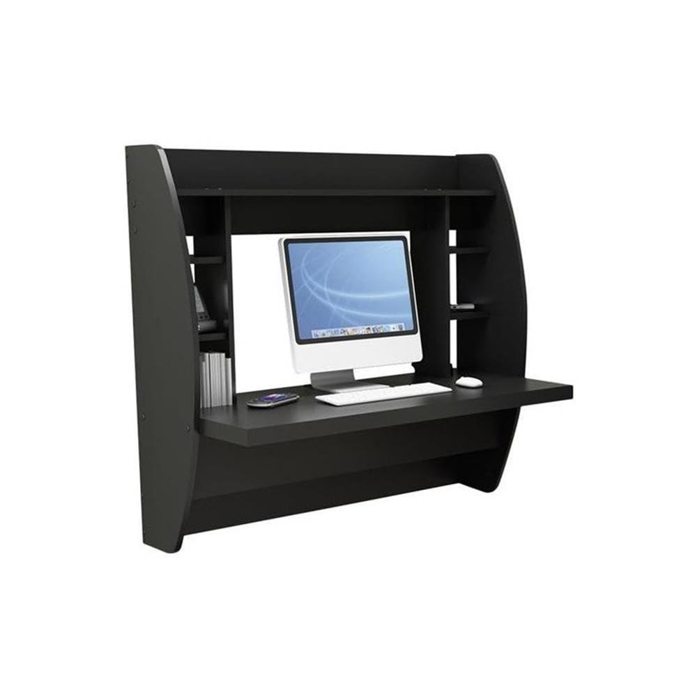 Prepac Floating Desk - Versatile Wall Mounted Desk for Small Spaces, Efficient Computer Desk with Storage, Black Wall Desks, Perfect for Modern Homes