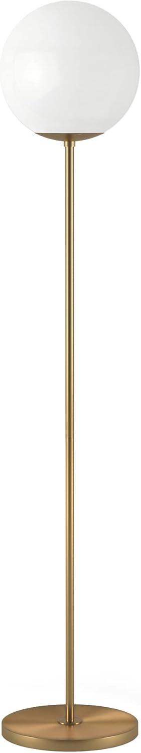 Theia White Glass Globe & Brass Floor Lamp