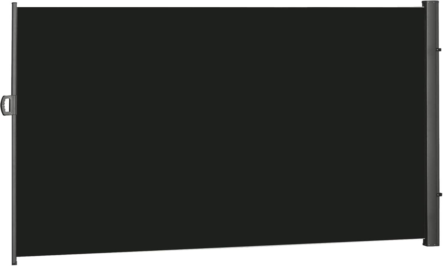 Black Retractable Outdoor Privacy Screen with Steel Housing