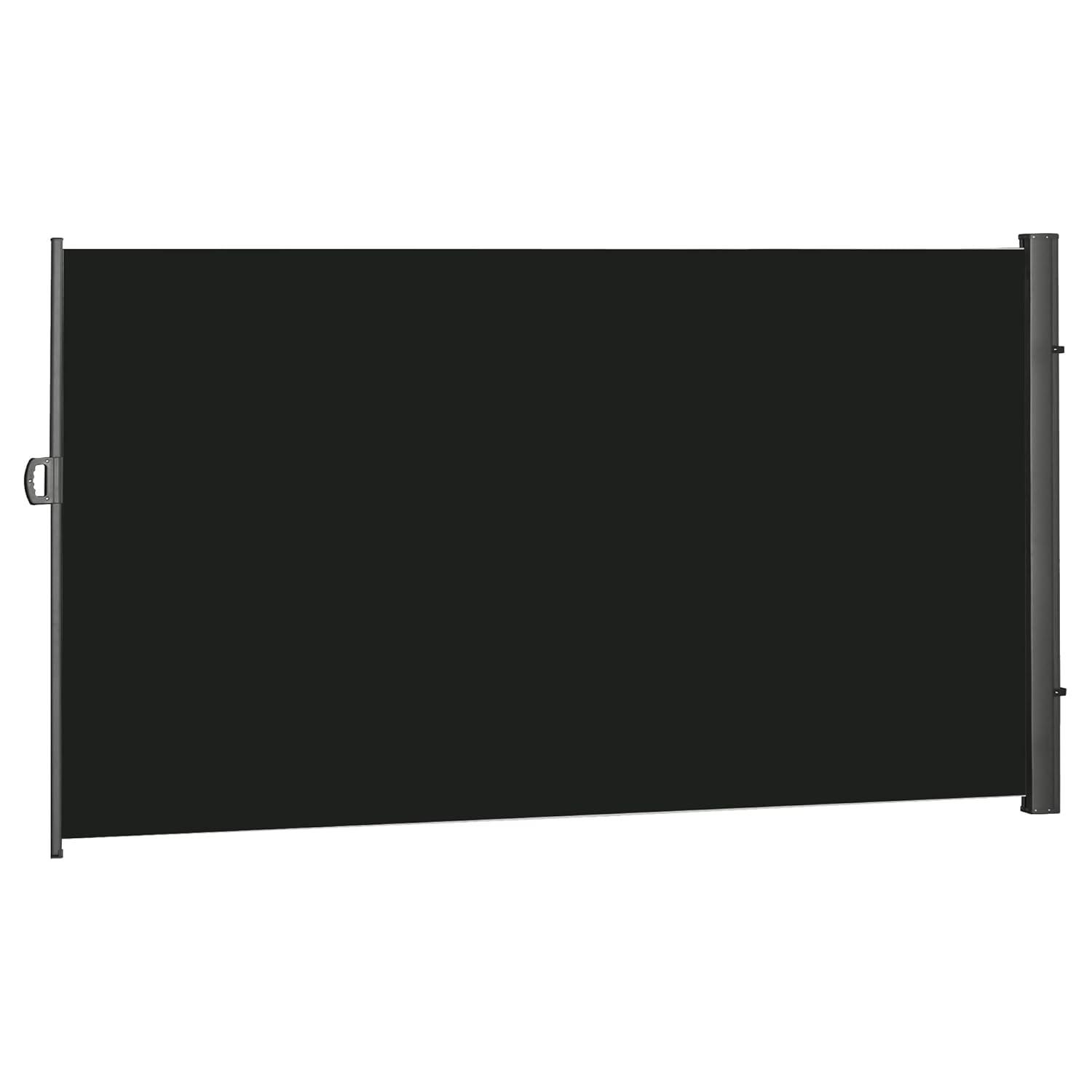 Black Retractable Outdoor Privacy Screen with Steel Housing