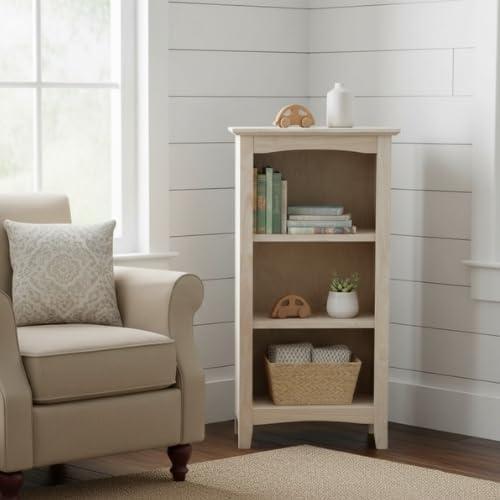 36" Shaker Bookcase Unfinished Brown - International Concepts: Solid Parawood, 2-Tier Storage