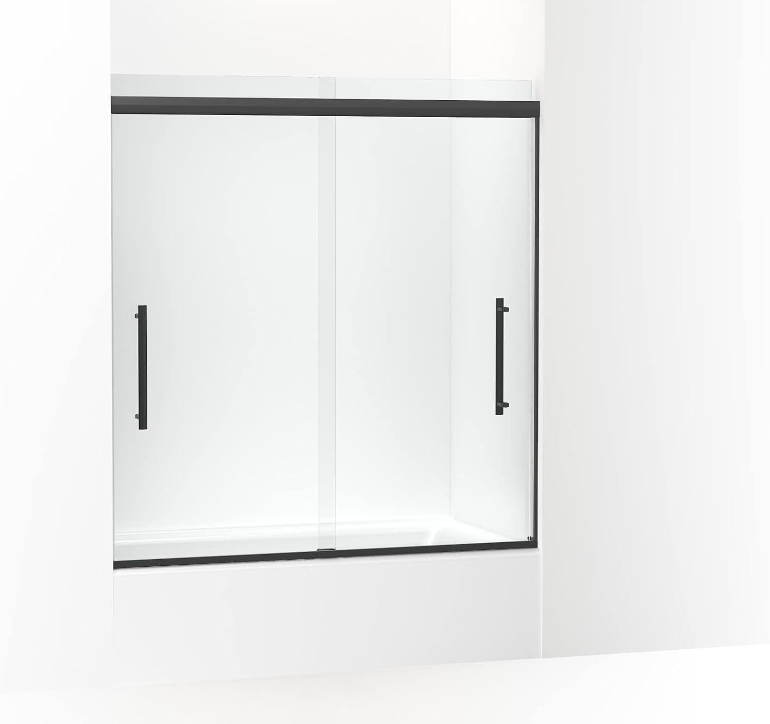 Pleat® 63-9/16"H Frameless Sliding Bath Door with 5/16"-Thick Crystal Clear Tempered Glass