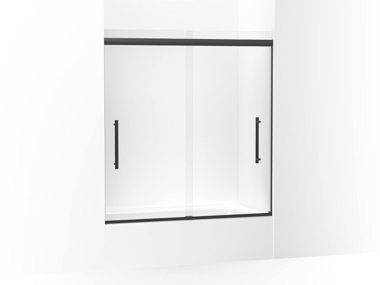 Pleat® 63-9/16"H Frameless Sliding Bath Door with 5/16"-Thick Crystal Clear Tempered Glass