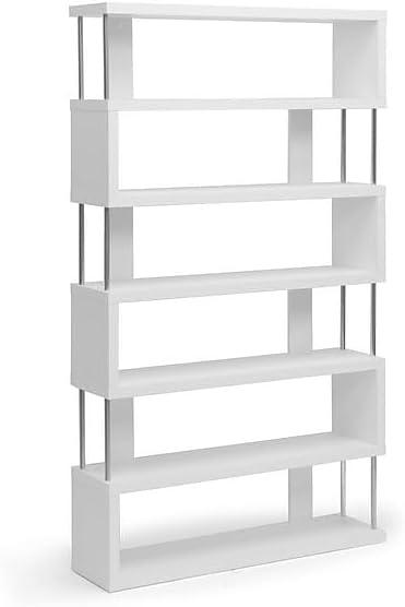 75.5" Barnes Six Shelf Modern Bookshelf - Baxton Studio