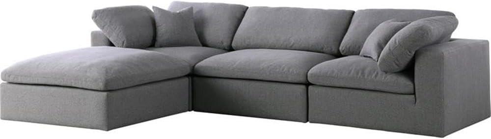 Meridian Furniture Serene Cream Durable Linen Fabric Modular Sectional