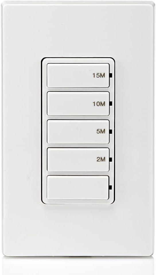 Leviton DT115-1LW Decora Countdown Timer Wall Switch, 15 Min (2, 5, 10, 15 Min)