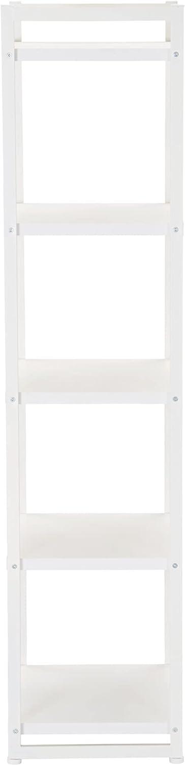 Household Essentials Jamestown Narrow 5 Shelf Open Storage Bookshelf Scandinavian White and White Metal