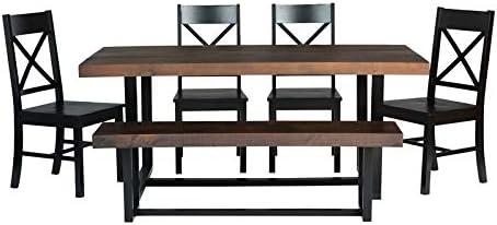 Walker Edison Farmhouse 6-Piece Dining Set, Mahogany/Espresso