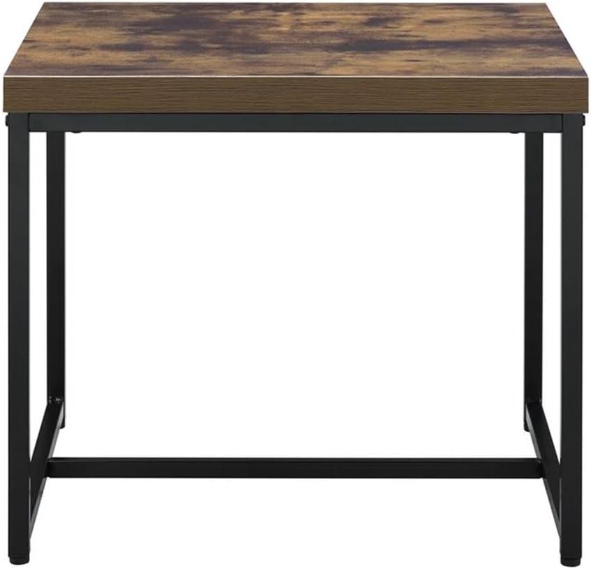 Contemporary Style Rectangular Wood and Metal End Table Brown and Black - Saltoro Sherpi