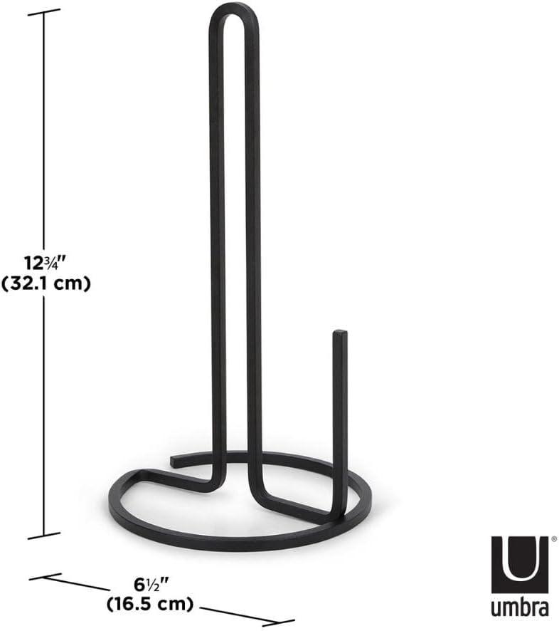 Umbra Squire Paper Towel Holder for Kitchen, Bent Metal Wire Looks Like Cast Iron, Black