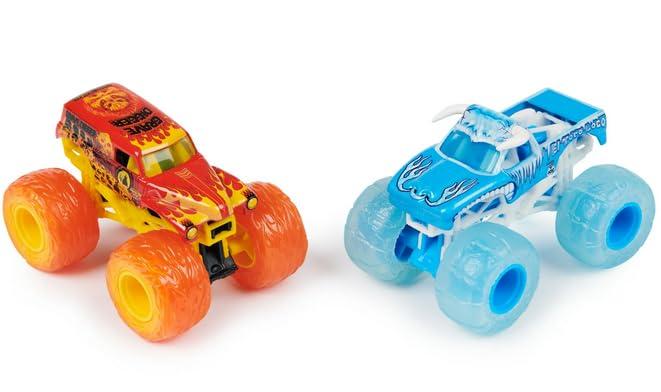 Monster Jam, Official Fire & Ice, Whiplash and Bakugan Dragonoid Die-Cast Monster Trucks, 1:64 Scale, Kids Toys for Boys Ages 3 and up