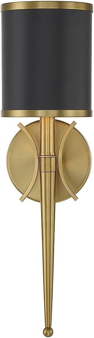 Matte Black and Warm Brass Dimmable Metal Sconce