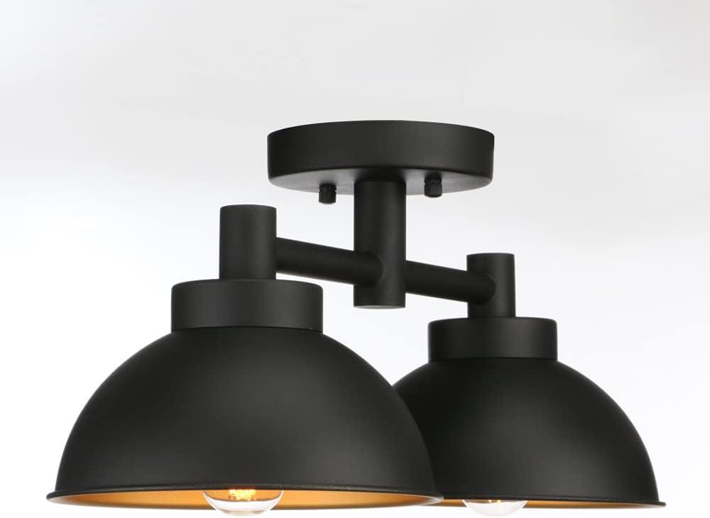 Modern Black Glass Bowl 2-Light Indoor Sconce