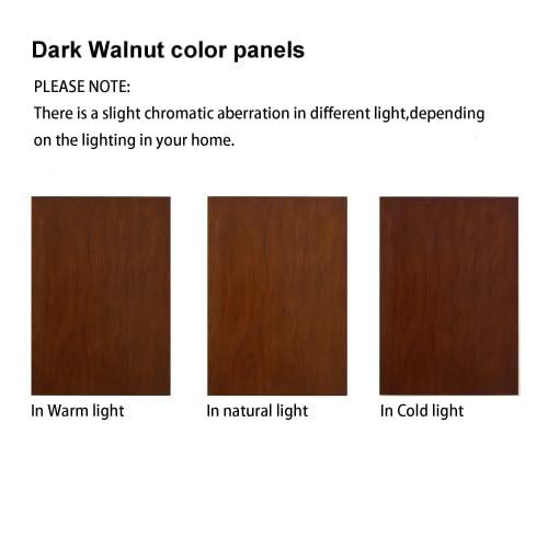 Dolonm Curio Cabinet with Tempered Glass Doors, Curio Cabinets with Mirrored Back Panel and Adjustable Shelves, Lighted Display Cabinet for Home, Office, E26 Light Bulb Not Included, Walnut, 3 Tier