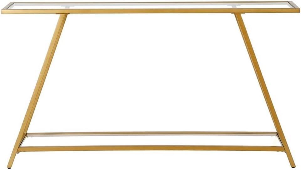 Evelyn&Zoe Yair 52" Wide Rectangular Console Table, Brass