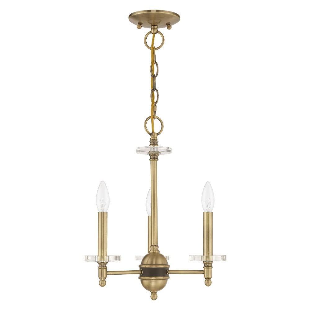 Bancroft Antique Brass Mini Chandelier with Clear Crystal Accents