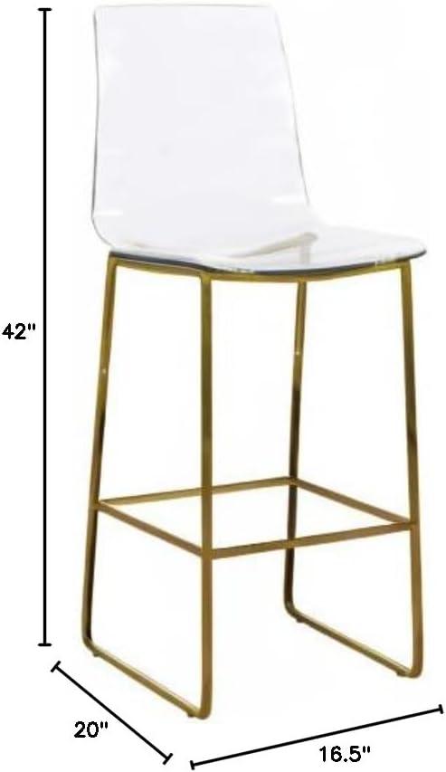 Meridian Furniture Lumen Gold Metal/Lucite Polycarbonate Stool