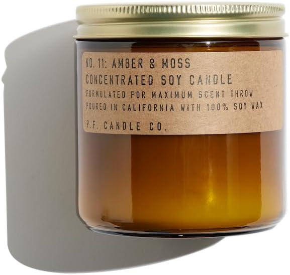 P.F. Candle Co. Large Candle - Golden Coast (12.5 oz Soy Wax, 60-70 Hour Burn Time, Amber Glass Jar)