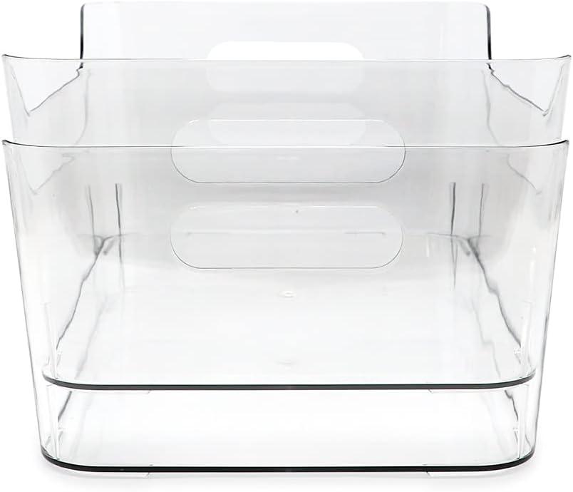 Isaac Jacobs 2-Pack Large Clear Storage Bins with Handles, BPA-Free, Fridge/Freezer/Food Safe