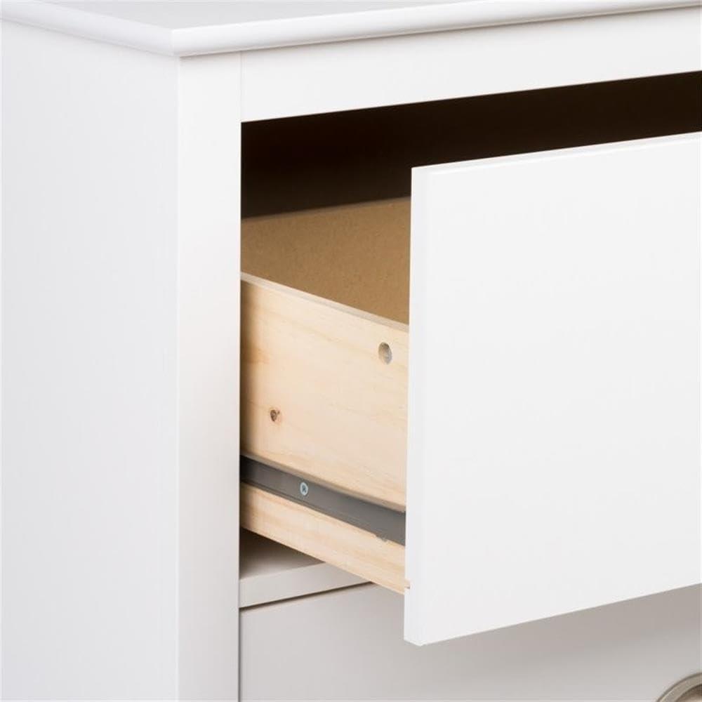 Yaletown Nightstand - White - Prepac: 1-Drawer, Open Cubby, Tapered Wood Legs, 28" Height