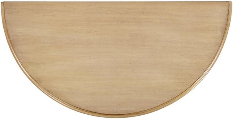 Antique Beige Wood Demilune Console Table with Storage