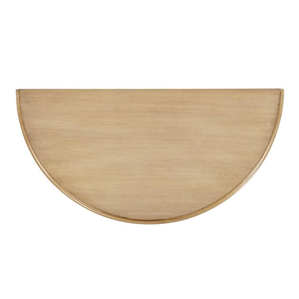 Antique Beige Wood Demilune Console Table with Storage