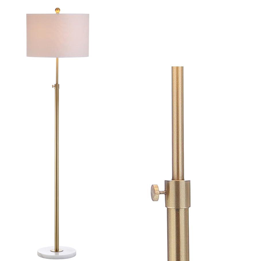 JONATHAN Y JYL3022A June 65" Adjustable Metal/Marble LED Floor Lamp, Modern, Contemporary, Elegant, Glam, Office, Living Room, Family Room, Dining Room, Bedroom, Hallway, Foyer, Brass