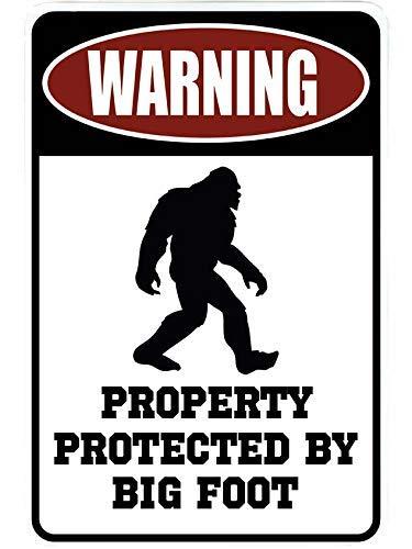 Warning This Room Is Protected By Big Foot Funny Metal Decor Gift Sign 12"x8" For Garage Man Cave Office Craft Room Living Room